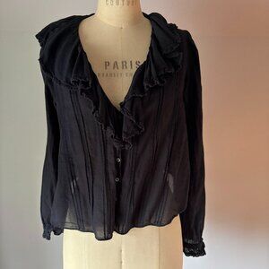 Doen Black Ruffle Top